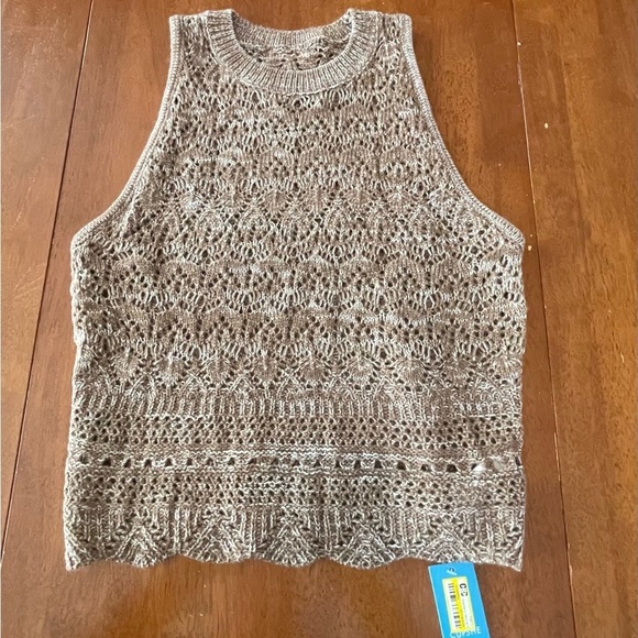 🆕👙🏝️‎ NWT Cupshe Crochet Top BROWN M - Picture 1 of 5
